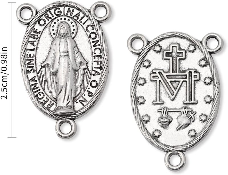 Brilucky 10 Pcs St Benedict Medals Cross Charms and Virgin Mary Rosary Centerpieces for Rosary Making Supplies,Medalla De La Virgen Milagrosa Catolica with Saint Benedict for Necklaces Pendant Rosary Kit - Image 3